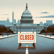 US Capitol with a "closed" sign