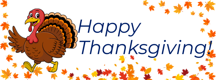 Waving cartoon turkey saying happy thanksgiving