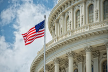 American flag in front of US Capitol