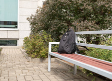 backpack on bench