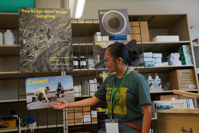 Geologist Elizabeth Hall shared critical minerals sampling information for attendees of the Resilient Supply of Critical Minerals national workshop.