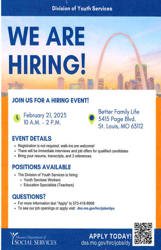 FSD- Better Family Life Hiring Event for DYS