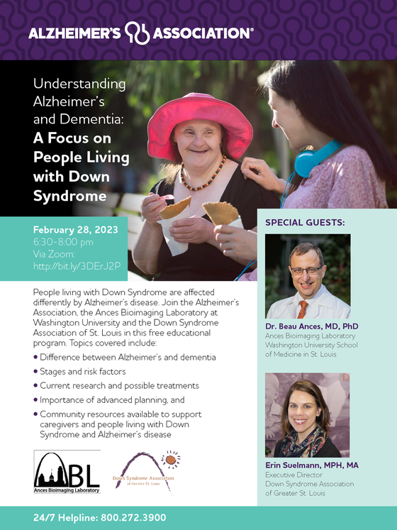 FSD- Dementia & Down Syndrome event flyer