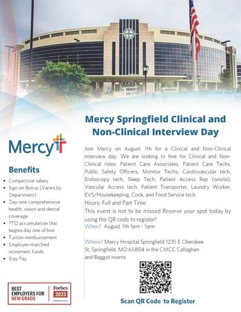 FSD- Mercy hiring event flyer