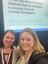 Pictured: Jessica Emmerich, MO Coalition for Oral Health, and Amanda Fahrendorf, MHD