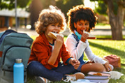 Kids eating outside