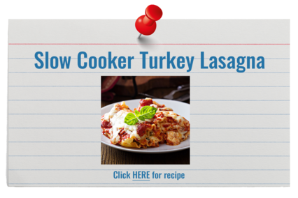 Slow Cooker Turkey Lasagna Recipe Card