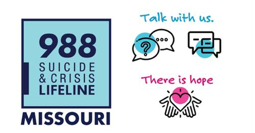 988 suicide and crisis lifeline Missouri logo