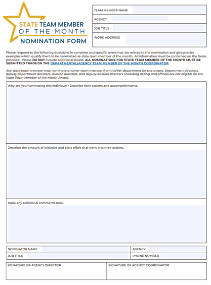 MO State Team Member of the Month Nomination Form