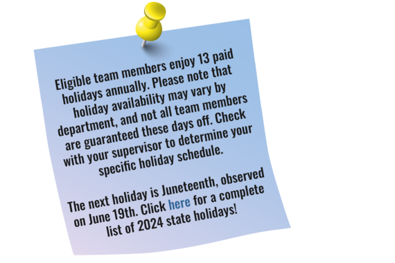 13 Paid Holidays Post-It