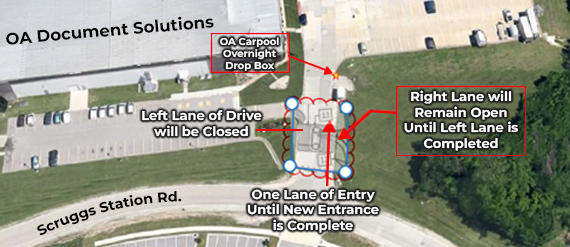 4720 Scruggs Station Road entrance limited to one lane during construction