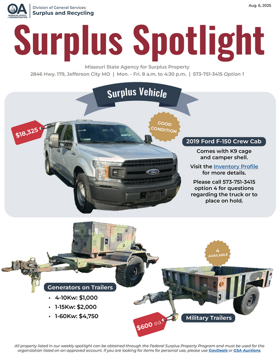 August 2025 Surplus Newsletter page 1