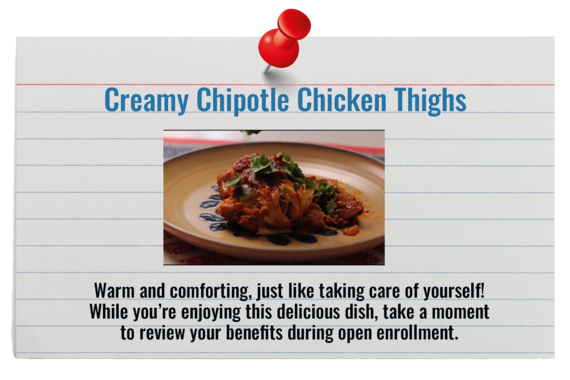 Recipe Card for Creamy Chipotle Chicken Thighs