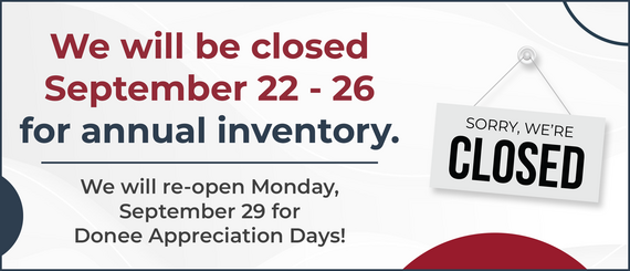 Closed for Inventory Sep. 22-26