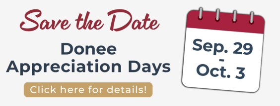 Save the Date: Donee Appreciation Days Sep. 29 - Oct. 3
