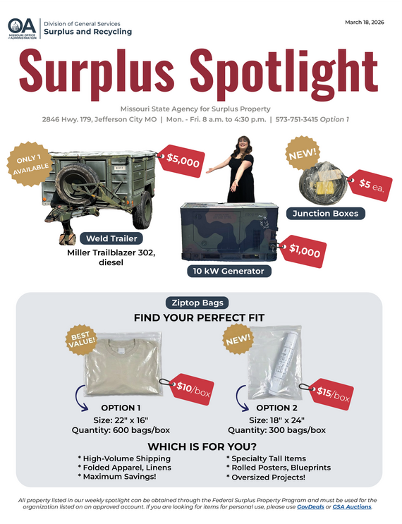 Surplus Spotlight: March 18, 2026