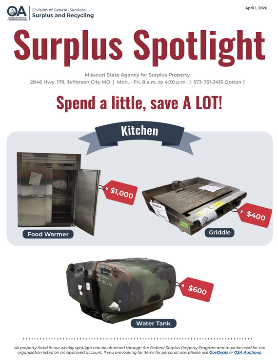 Surplus Spotlight April 1, 2026 page 1