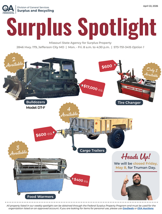 Surplus Spotlight: April 22, 2026