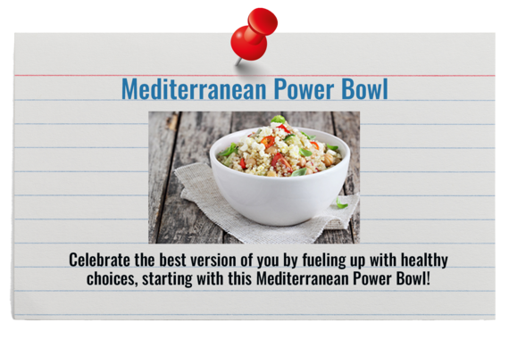 Mediterranean Power Bowl Recipe Card