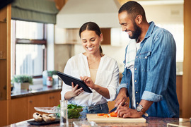 Two People Working on a Recipe Together