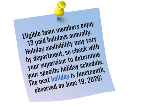 13 Paid Holidays Post-It