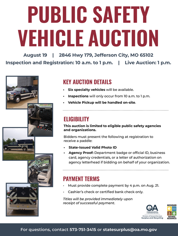 Public Safety Vehicle Auction: Sep. 19