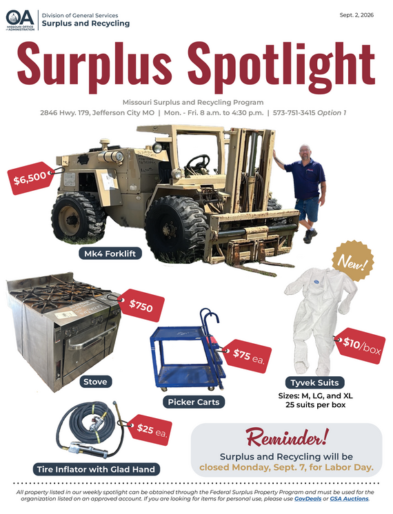 Sept. 2, 2026 Surplus Spotlight