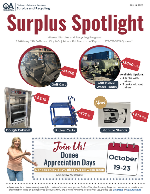 Surplus Spotlight Oct. 14, 2026
