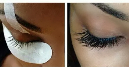 Before and after eyelash extensions from Tweak the Glam Studio