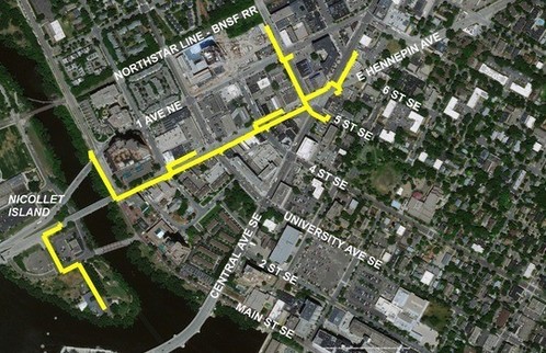 Map of CenterPoint Utility Work on East Hennepin Ave