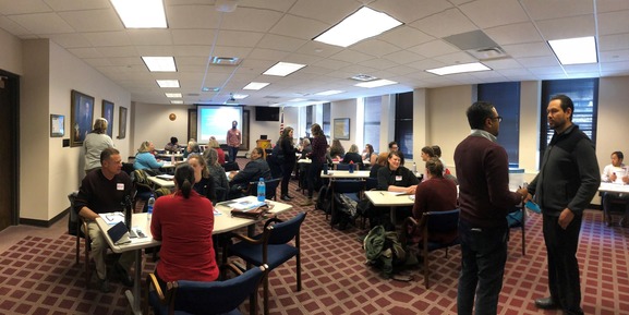 Spring 2019 Effectively Planning for Community Engagement learning lab attendees conversing