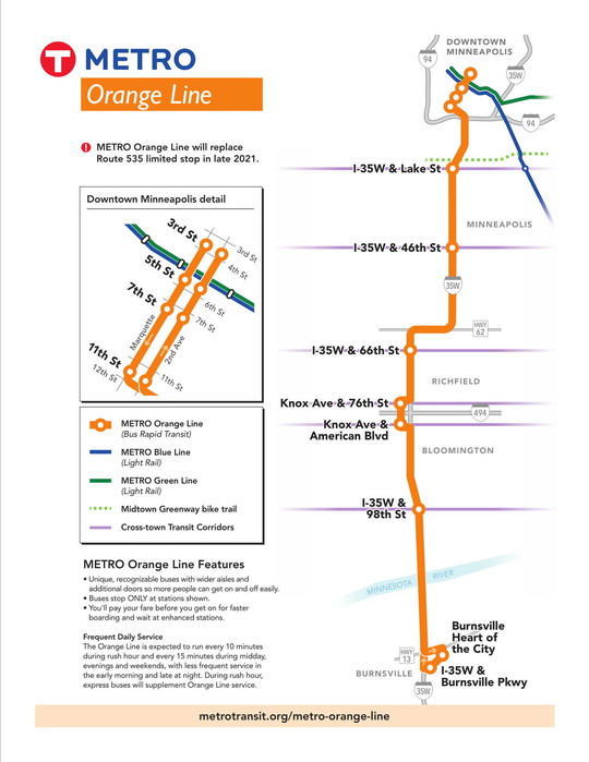 METRO orange line bus map