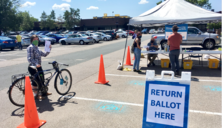 People dropping off ballots at the Early Vote Center in 2020 primary election