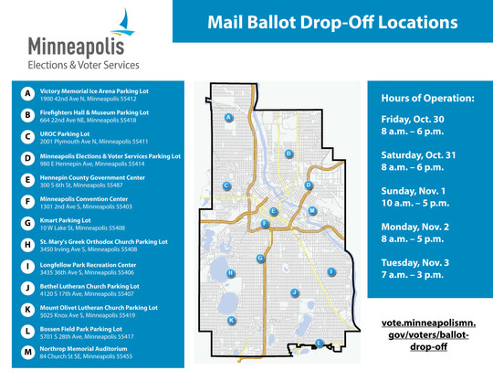 Ballot drop-off locations for Minneapolis residents in 2020 election