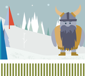 cartoon of viking in winter