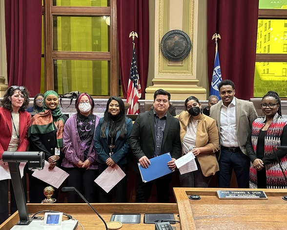 2023 Human Rights Day and International Migrants Day resolution group photo in City Council chambers