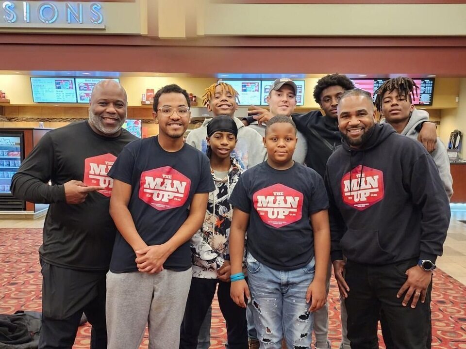 Man Up community event attendees after seeing a movie together