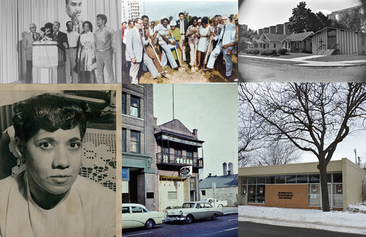 Collage of historic six photos representing African American heritage in Minneapolis