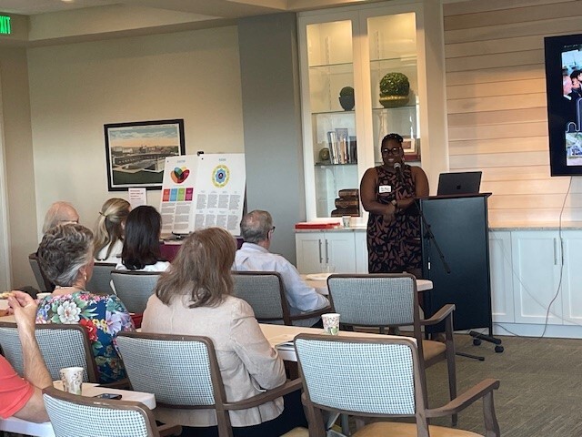 Council Member Wonsley speaking at Towerside Annual Meeting and Breakfast