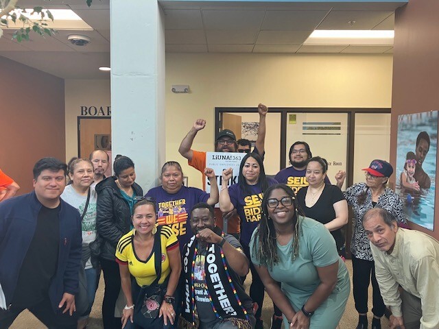 CM Wonsley with striking LiUNA workers and supporters