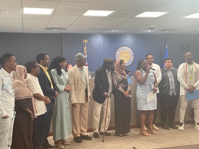 CM Wonsley presenting community leaders the Oromo Week resolution