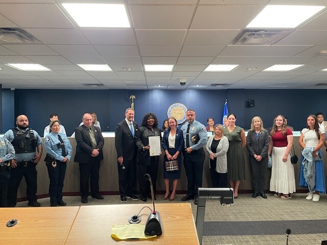 CM Vetaw and CM Rainville with the Mitchell Family and MPD staff