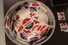 "I voted early" stickers inside a bucket