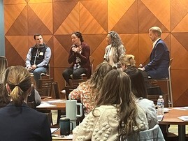 People speaking on a panel