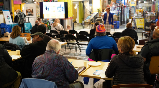 OCS Design and Implementation Director Amanda Harrington presents a progress update at the Community Safety Center Update Session Nov. 18