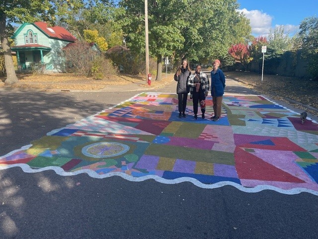 CM Wonsley with neighbors on traffic calming mural