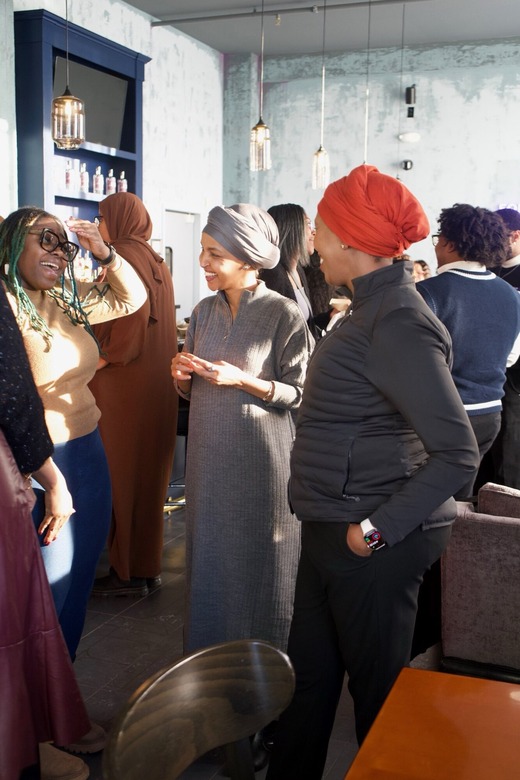 Council Member Wonsley and Representative Omar at the Black Leaders Happy Hour. 