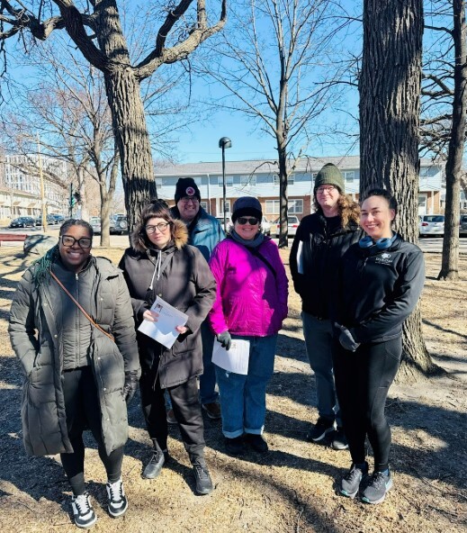 Council Member Wonsley with volunteers prior to flyering Glendale Townhomes