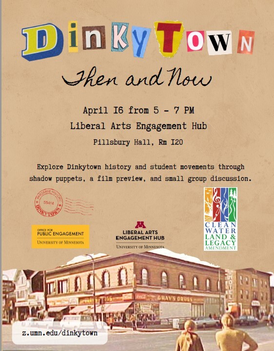 Flyer for Dinkytown Then and Now Event