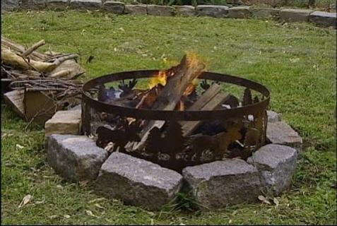 Bonfire burning in fire pit